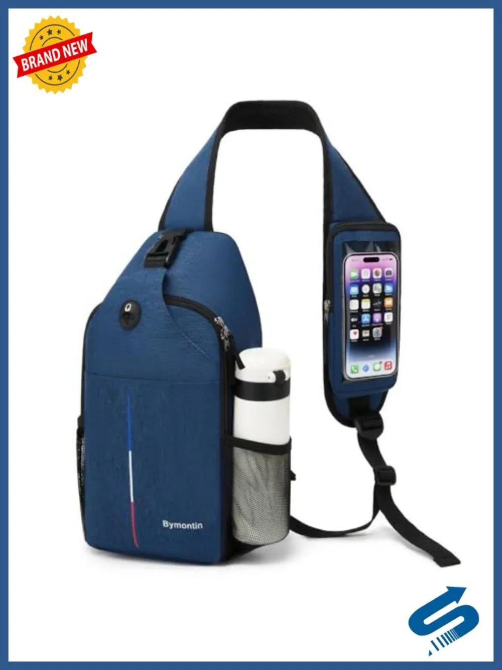 Crossbody Sling Backpack with Touch Screen Phone Pocket, Chest Bag for Travel